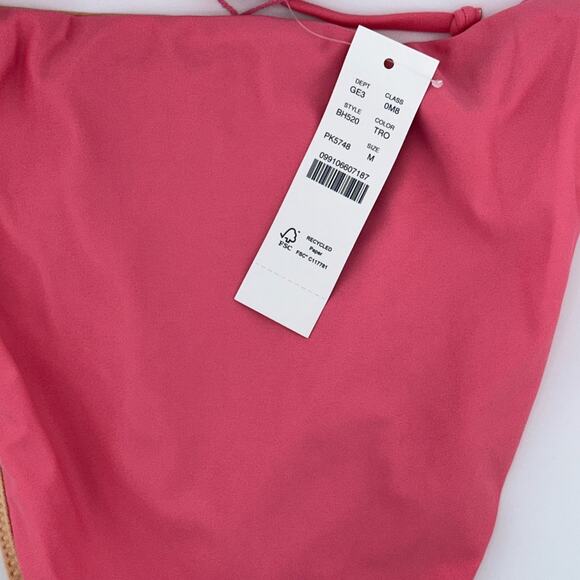 J. Crew String Cheeky Curved Pink Bikini Bottom Size Medium NWT A - Picture 3 of 3